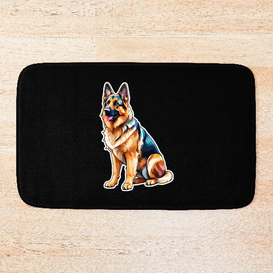 German Shepherd Watercolor Bath Mats