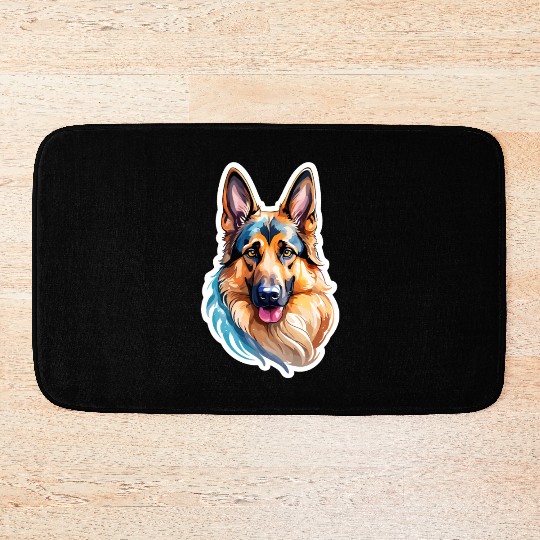 German Shepherd Watercolor Bath Mats