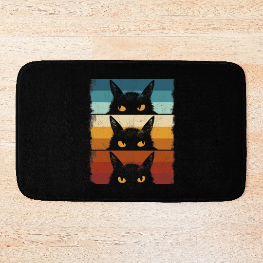 Cat Lover Grumpy Black Kitten Cat Mom Cat Dad Bath Mats