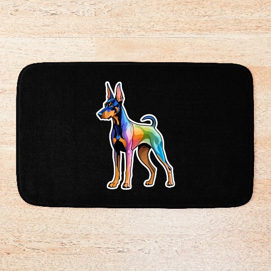 Dobermann Watercolor Bath Mats