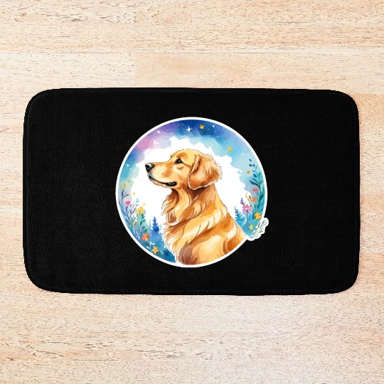 Golden Retriever Watercolor Bath Mats