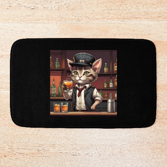 bartender kitty Bath Mats
