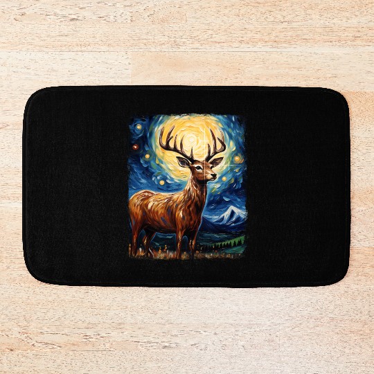 Deer Hunter Deer Hunting Starry Night Painting Bath Mats