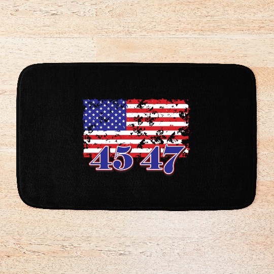 Grunge American Flag with Vibrant Numbers Bath Mats