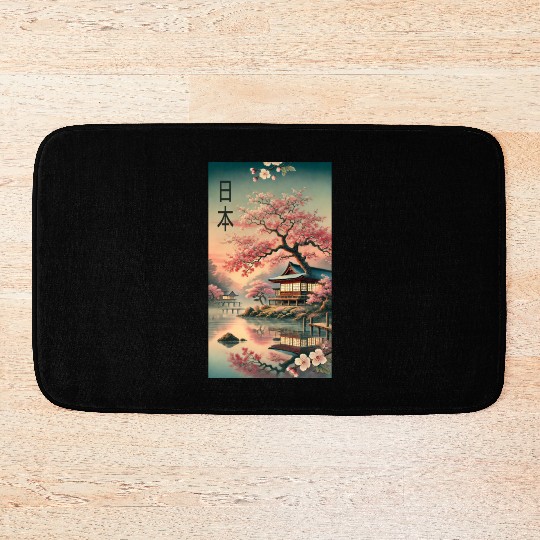 Japan church flowers design Bath Mats