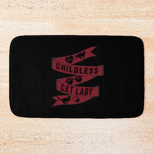 Vintage And Retro Funny Childless Cat Lady Bath Mats