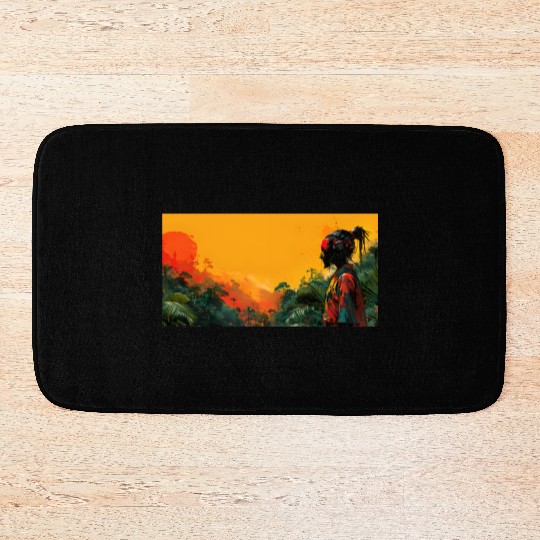 Digital Warrior: Tropical Twilight Bath Mats