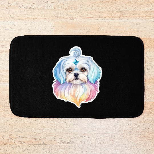 Maltese Dog Watercolor Bath Mats
