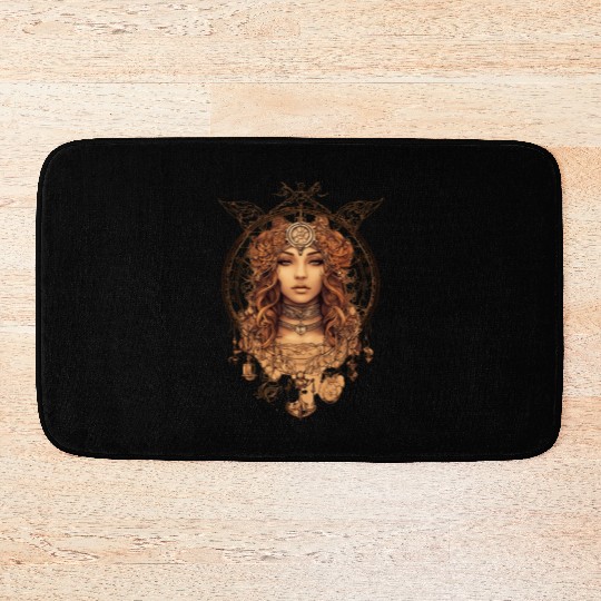 Mystical Ink Drawing of the Zodiac Libra Sign Bath Mats
