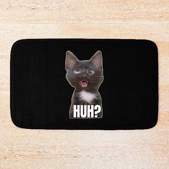 Funny Cross Eyed Cat Meme Huh Funny Cat Bath Mats
