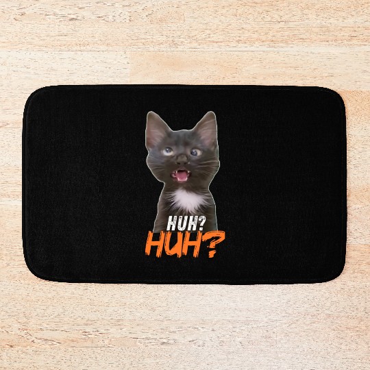 Funny Cross Eyed Cat Meme Huh Funny Cat Bath Mats