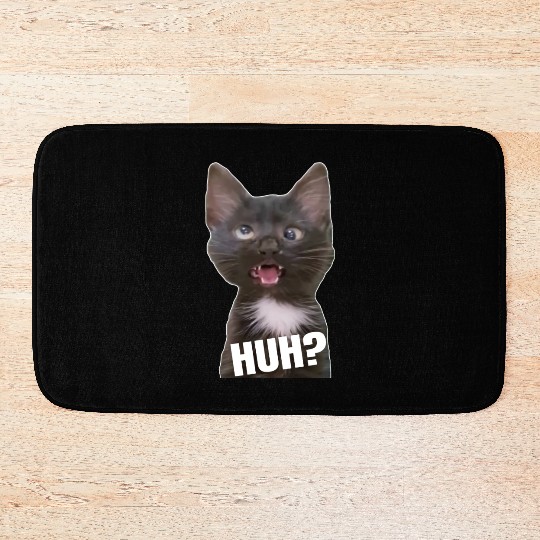 Funny Cross Eyed Cat Meme Huh Funny Cat Bath Mats