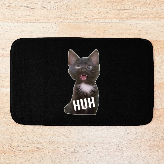Funny Cross Eyed Cat Meme Huh Funny Cat Bath Mats