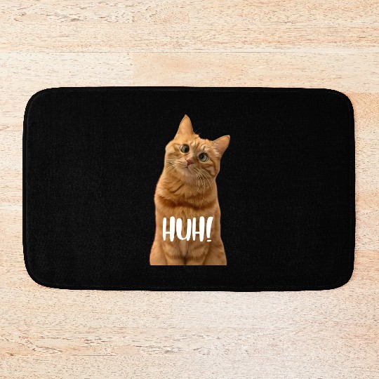 Funny Cross-Eyed Cat Meme Huh Funny Cat Bath Mats