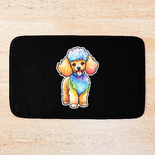 Poodle Watercolor Bath Mats