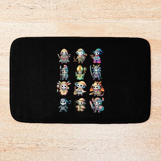 Skeleton Adventure Dungeon Characters Fantasy Bath Mats