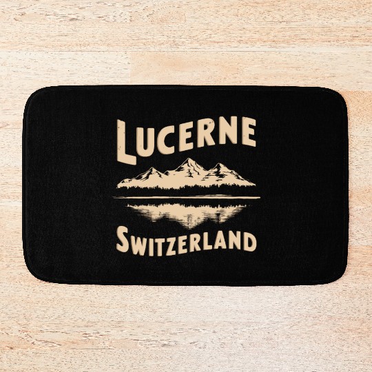 Lucerne Souvenir Switzerland Mountains Reflection Bath Mats