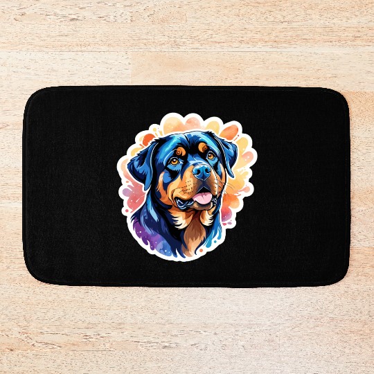 Rottweiler Watercolor Bath Mats