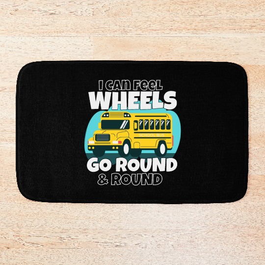 Cute back to school bus wheels go round and round Bath Mats