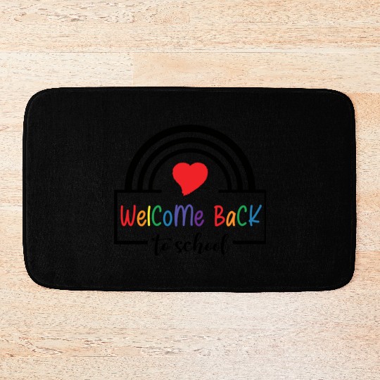 Welcome Back To School Rainbow heart Bath Mats