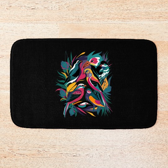Bird Color Art Bath Mats
