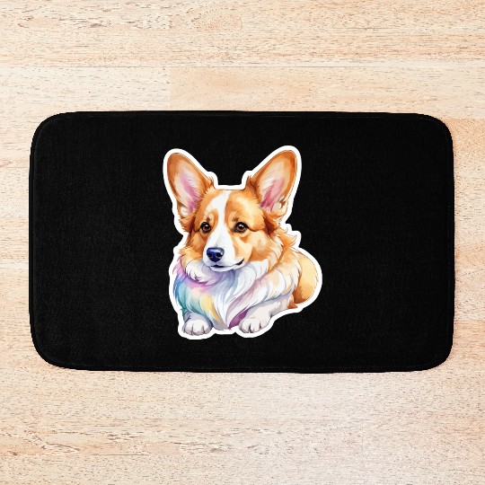 Pembroke Welsh Corgi Watercolor Bath Mats