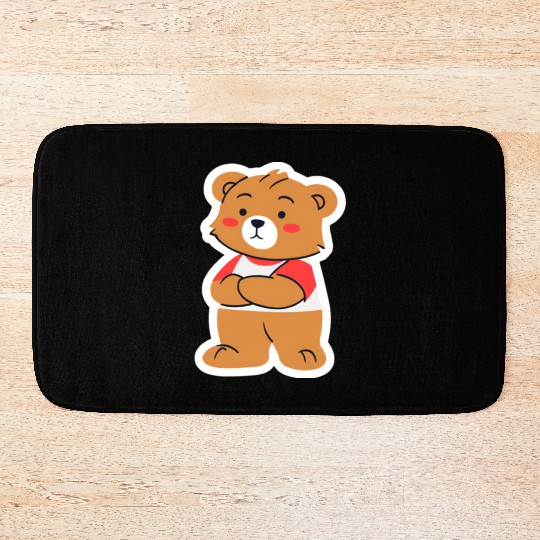 A nostalgic picture of a teddy bear Bath Mats