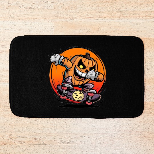Halloween jack o lantern dabbing Bath Mats