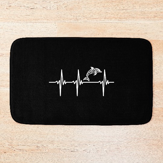 Heartbeat For Dolphins In T Tattoo Style Bath Mats
