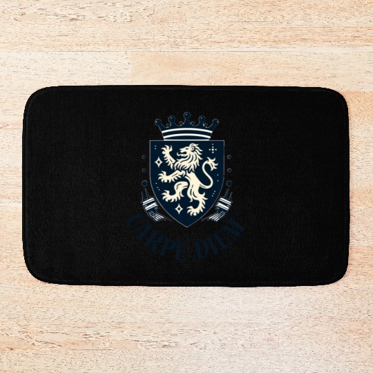 Carpe Diem - Elegant Heraldic Crest With Lion and Bath Mats