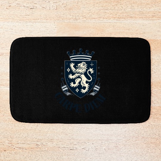Carpe Diem - Elegant Heraldic Crest With Lion and Bath Mats