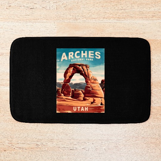 Vintage Travel Arches National Park Utah Landscape Bath Mats