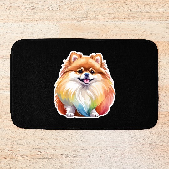 Pomeranian Watercolor Bath Mats