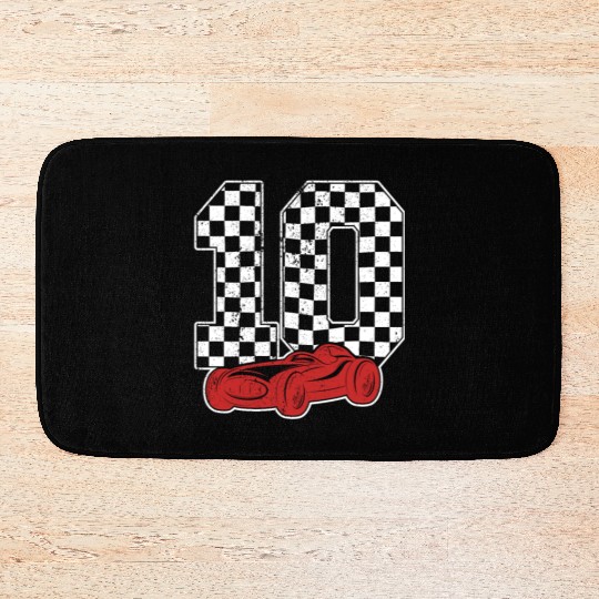10 Year Old Pit Crew Boy Car Racing 10th Birthday Bath Mats