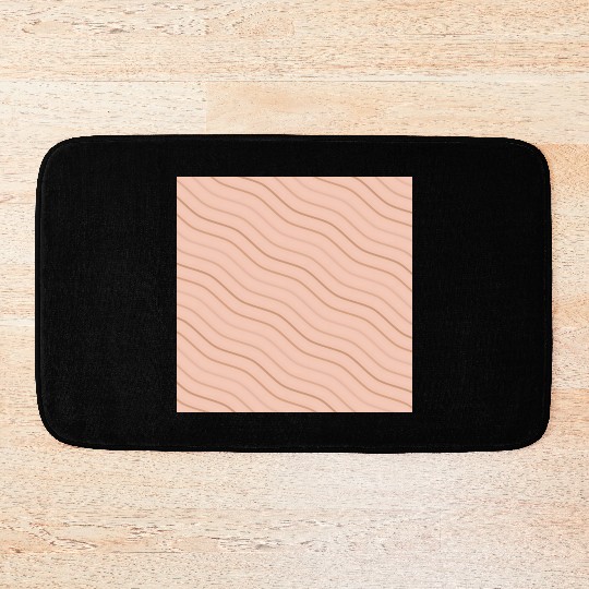 Peach and Brown Wavy Line Pattern Design Bath Mats