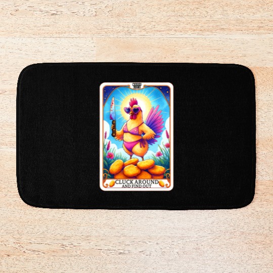 Funny Chicken Tarot Card, FAFO, Hilarious Bath Mats