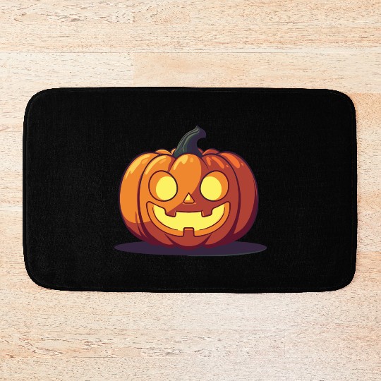 Happy Jack-o'-Lantern Pumpkin Bath Mats