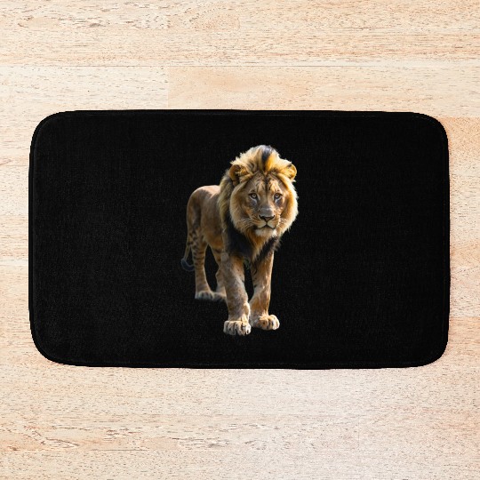 The wild lion, king of the jungle Bath Mats