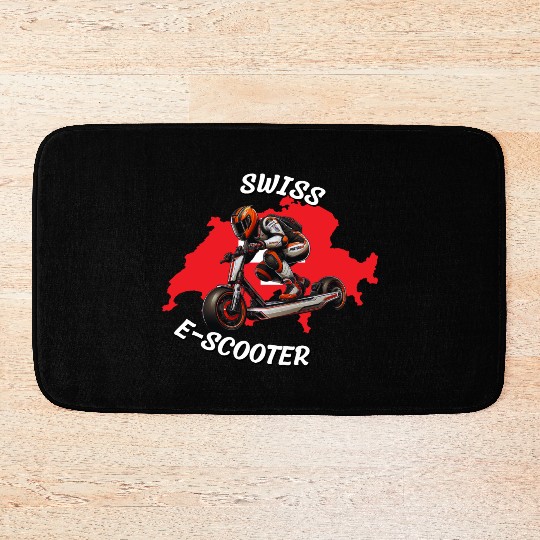 Swiss e-scooter rider Switzerland sport desing Bath Mats