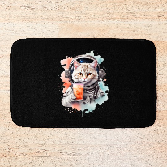Space Cat Japanese Retro Kawaii Cute Kawaii Astron Bath Mats