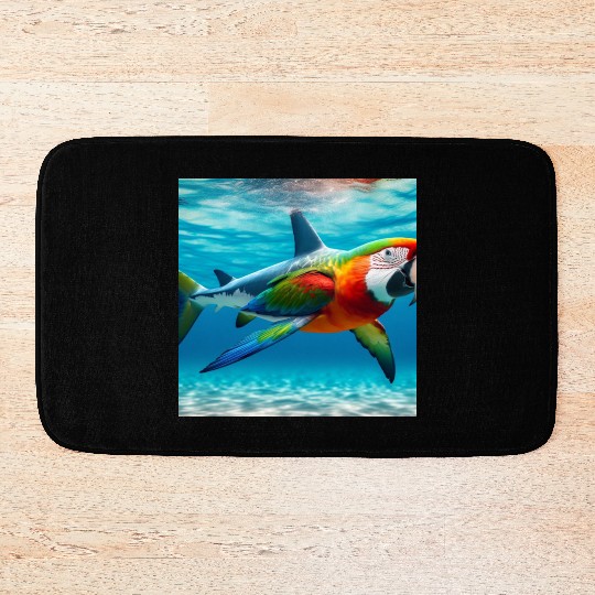 The great white shark-parrot Bath Mats