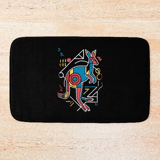 Geometric Kangaroo Art Colorful Abstract Bath Mats