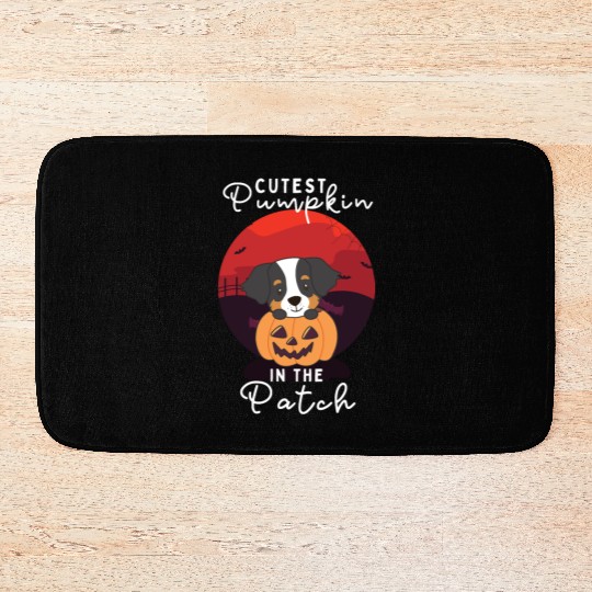 Bernese Mountain Dog Cutest Pumpkin In The Patch Bath Mats