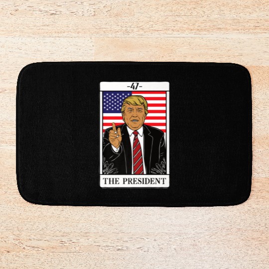 Trump 2024 The President Tarot Card 47 Premium Bath Mats