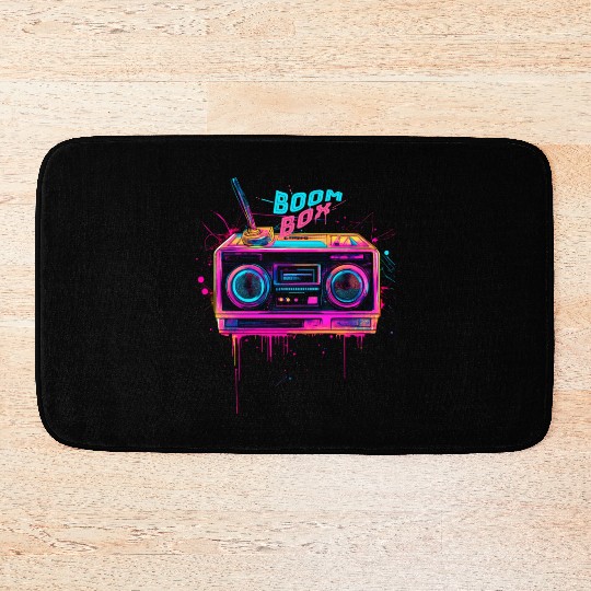 boombox 80s music Bath Mats