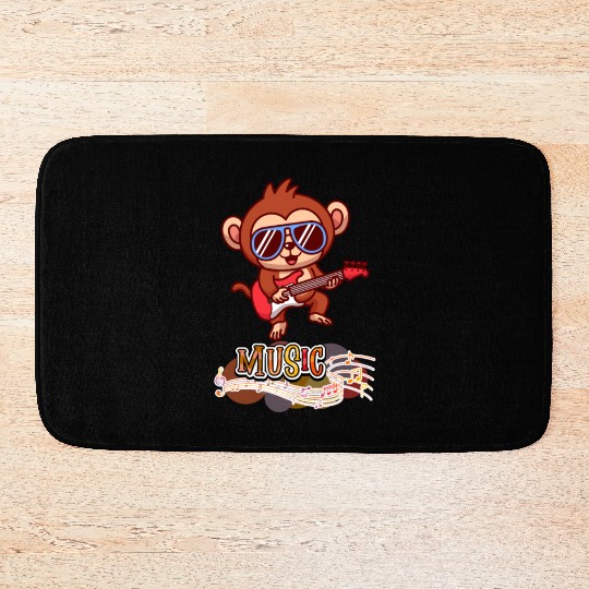 Monkey playing guitar Bath Mats
