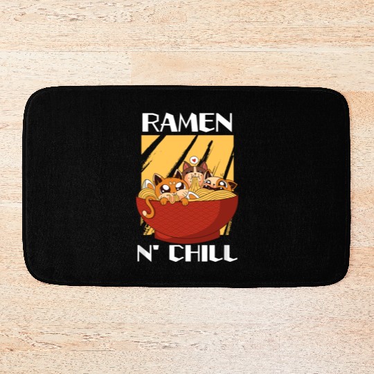Cute Kawaii Cat Ramen Bowl Japanese Noodle Soup Bath Mats