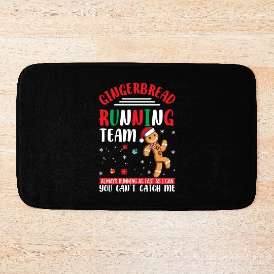 Christmas Gingerbread Running Team Funny Xmas Cook Bath Mats