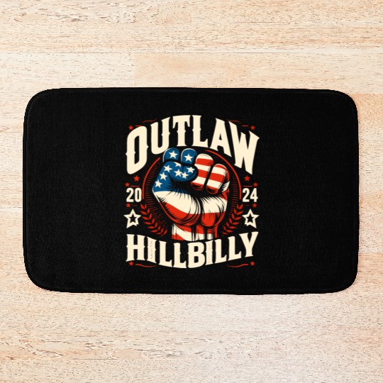Vintage Retro US Flag Outlaw Hillbilly 2024 Trump Bath Mats
