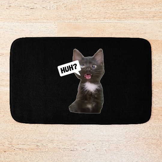 Funny Cross Eyed Cat Meme Huh Funny Cat Bath Mats